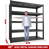 REIBII Garage Shelving Heavy Duty Garage Storage Shelves Load 2000Lbs, Wide Heavy Duty Shelving, Adjustable 5-Tier Metal Shelving for Garage,Large REIBII