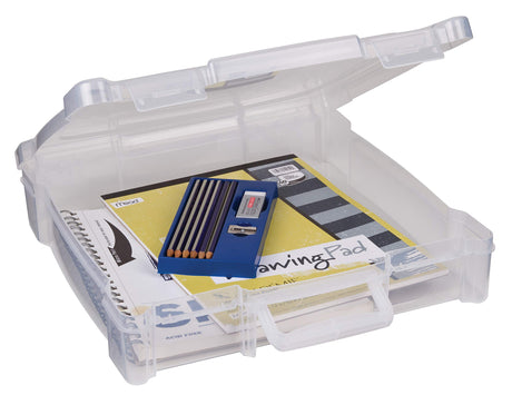 ArtBin 6913AB Portable Art & Craft Organizer with Handle, Holds Up to 12" x 12" Paper, [1] Plastic Storage Case, Clear ArtBin