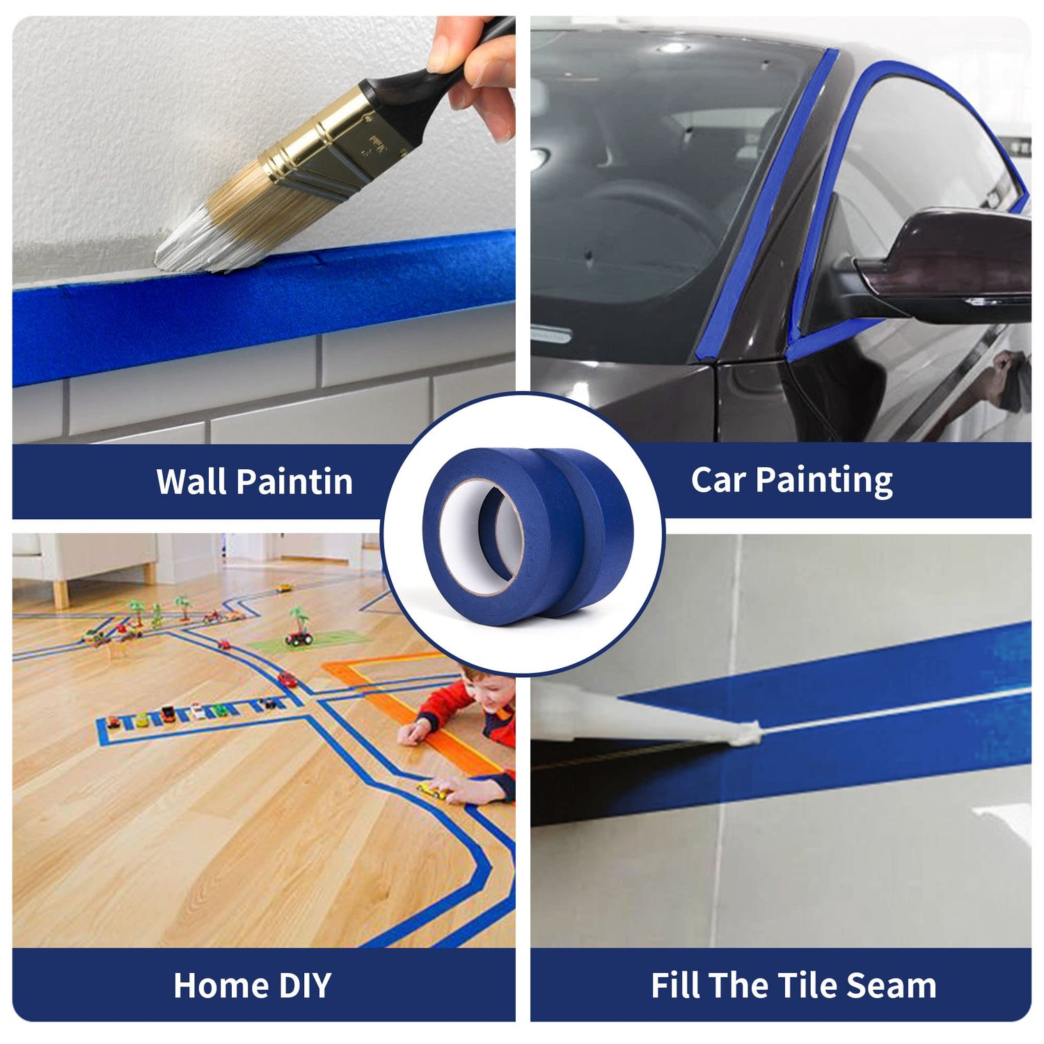 TAPEBEAR Multi-Surface Painter's Tape, UV Anti Residue Free Blue Tape, Wall Painting Masking Tape with Sharp Lines for Indoor Outdoor Painting, 1.88 TAPEBEAR