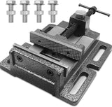 Drill Press Vise, 3'' Jaw Capacity, Quick Release Clamp-on Vise Ultimate Durability, Slotted Base Drill Press Vice for Woodwork, Low Profile Drill TRUSBEE
