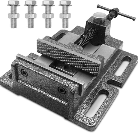 Drill Press Vise, 3'' Jaw Capacity, Quick Release Clamp-on Vise Ultimate Durability, Slotted Base Drill Press Vice for Woodwork, Low Profile Drill TRUSBEE