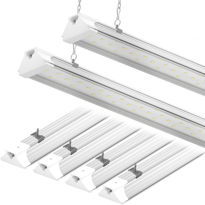 6 Pack LED Shop Light 4FT 60W, 8700LM Linkable Utility Shop Light 5000K Daylight White Hanging/Mounted Light for Garage, Super Bright Integrated Shop - WoodArtSupply