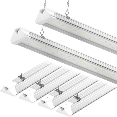 6 Pack LED Shop Light 4FT 60W, 8700LM Linkable Utility Shop Light 5000K Daylight White Hanging/Mounted Light for Garage, Super Bright Integrated Shop SZHLUX