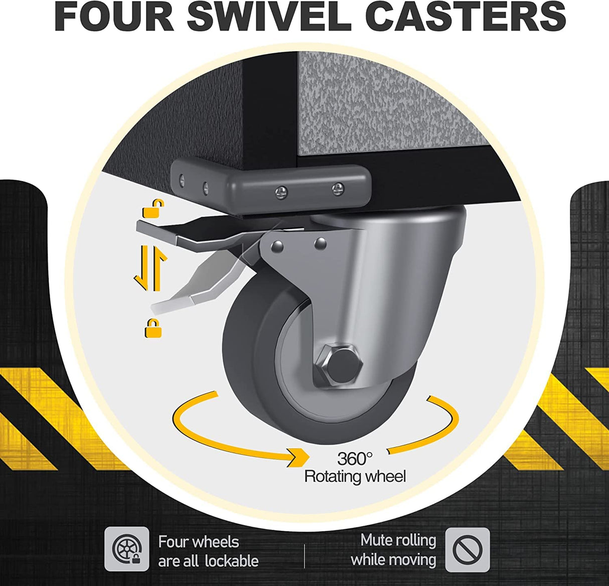 JAORD Tool Storage Cabinet with Wheels, Metal Garage Cabinet, Tall Storage Cabinet with Locking Doors, 3 Adjustable Shelves for Home Utility Room JAORD