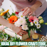 Sliner 8 Pcs Flower Frogs Round Brass Flower Holder Japanese Ikebana Vase Floral Frogs Flower Arranger Flower Fixed Tools Pin for Flower Arrangement Sliner