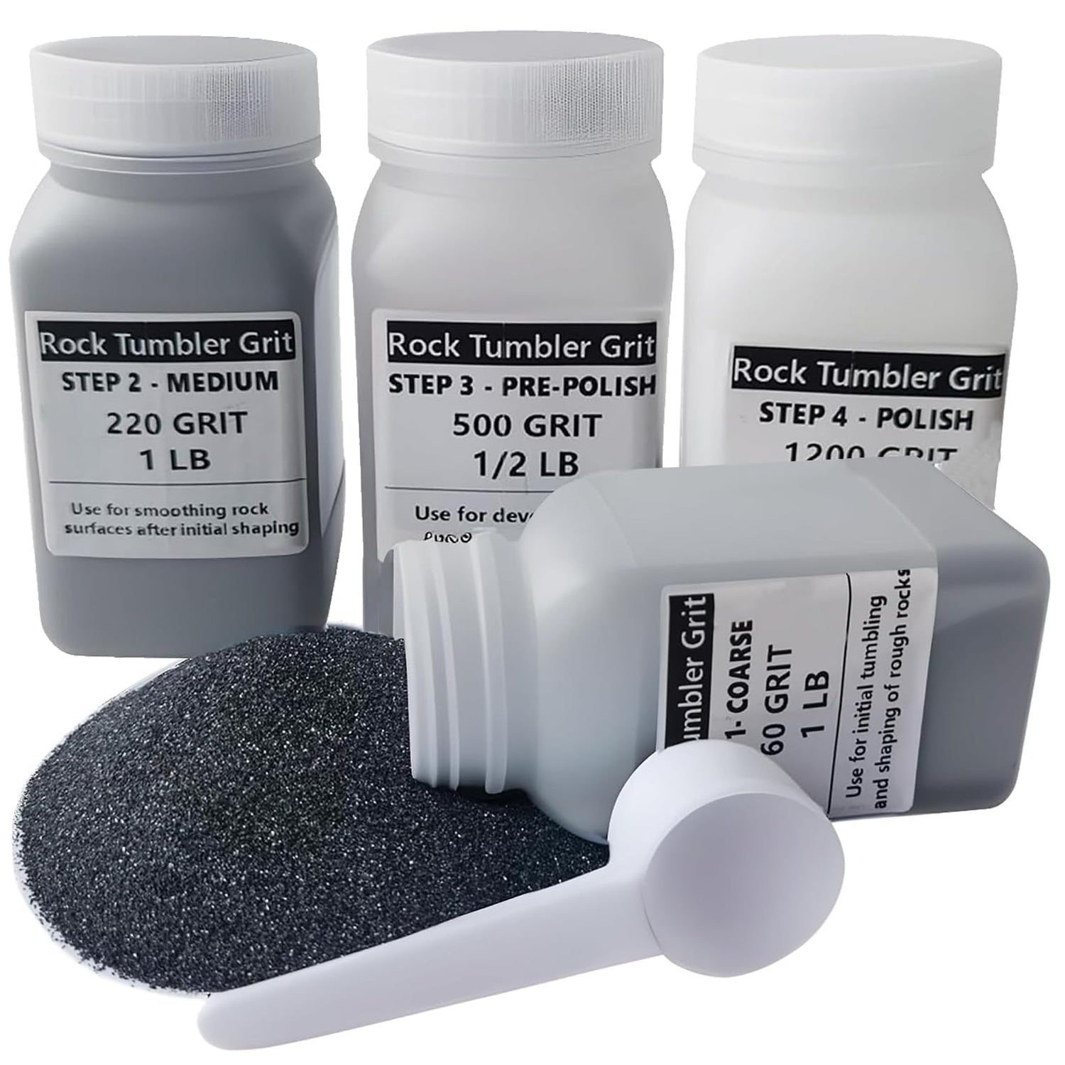 Tonmp 3 LBS Rock Tumbler Grit and Polish Refill Kit - Tumbling Grit Media - 4 Step Tumbling Grit Media Works with Any Rock Tumbler, Rock Polisher, Tonmp