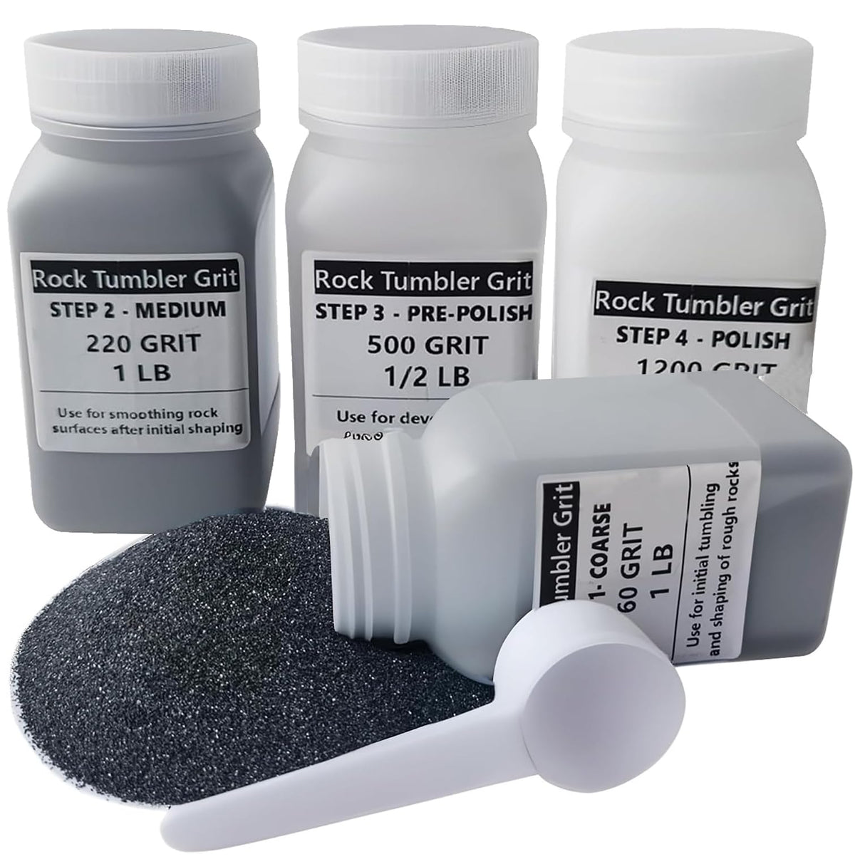 Tonmp 3 LBS Rock Tumbler Grit and Polish Refill Kit - Tumbling Grit Media - 4 Step Tumbling Grit Media Works with Any Rock Tumbler, Rock Polisher, Tonmp