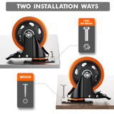 4 Inch Caster Wheels, Casters Set of 4, Heavy Duty Casters with Brake 2200 Lbs, Locking Industrial Swivel Top Plate Casters Wheels for Furniture and YUPEZOP