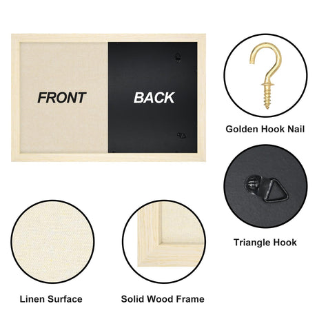 Egofine Cork Board Bulletin Board with Linen, 16x11 Wood Frame Pin Board Wall Decor, 2 Pack Cork Boards for Walls, Hanging Horizontal or Vertically Egofine