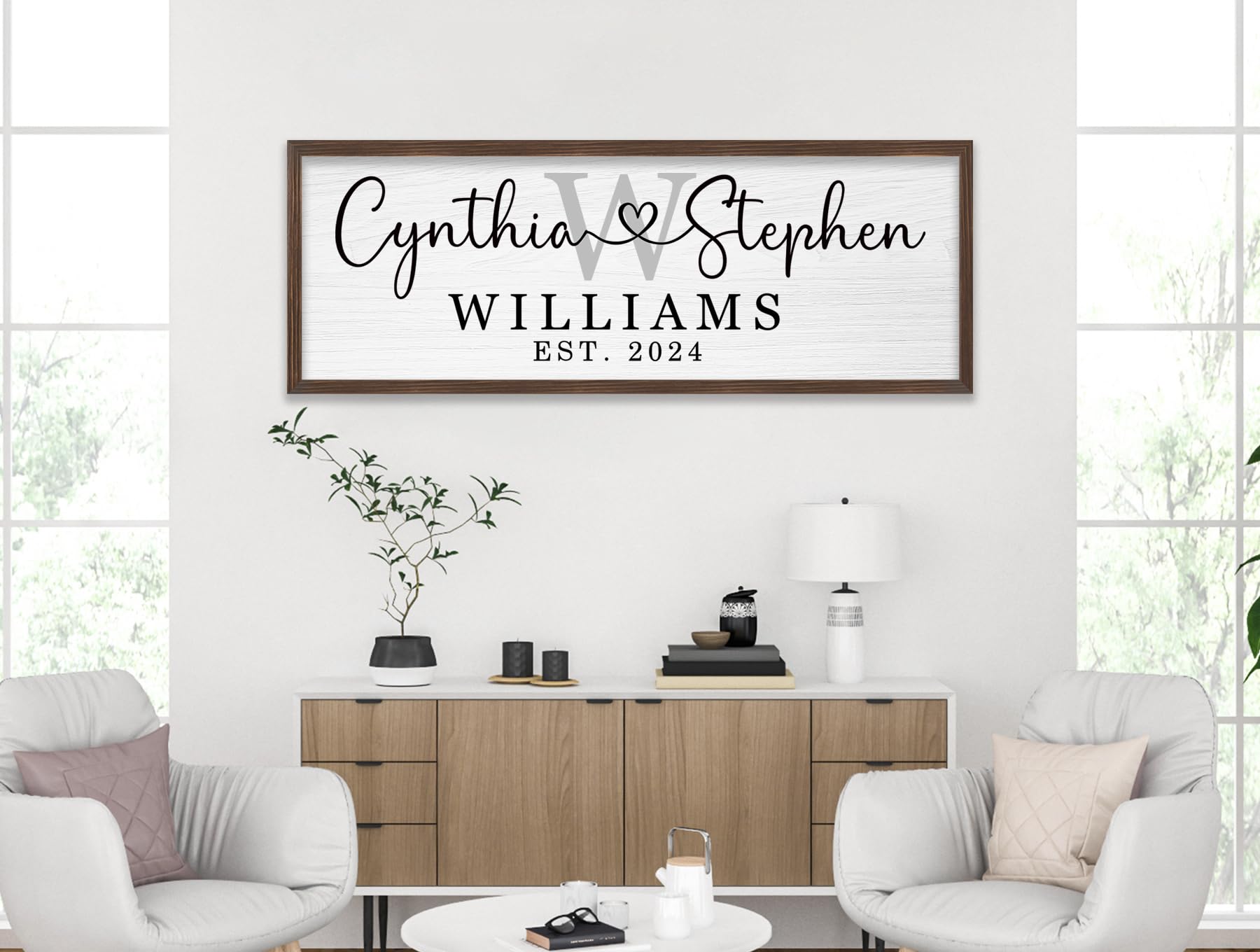 Personalized Framed Wooden Couple Name Sign Wedding Gifts for Couple Personalized Wooden Name Sign Personalized Wooden Couples Name Sign Farmhouse - WoodArtSupply