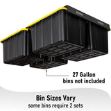 HANDT Overhead Garage Storage Rack, Ceiling Racks, Bin Organization System, Heavy Duty Metal Rack For Container, Supports Most Bins (Black, 4 Sets) HANDT