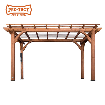 Backyard Discovery 14x10 ft All Cedar Wood Pergola, Durable, Quality Supported Structure, Snow and Wind Supported, Rot Resistant, Backyard, Deck,