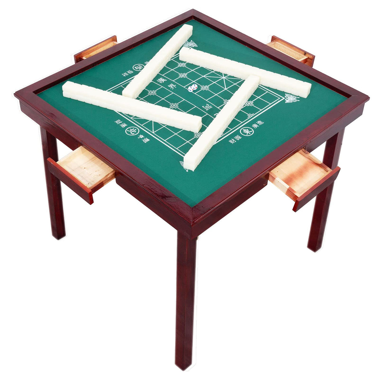 MJTABLE Wooden Mahjong Table, 35" Folding Square Card Tables, Wear-Resistant Nylon Desktop, Board Game Domino Table, Poker Cards, Mahjong, Board MJTABLE