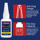 Wood Glue, 30g Super Glue for Wood, CA Glue for Wood Working, Fast Drying Wood Glue for Wood, Furniture, Balsa and Crafts (WGN1-30g) Nayrmaer