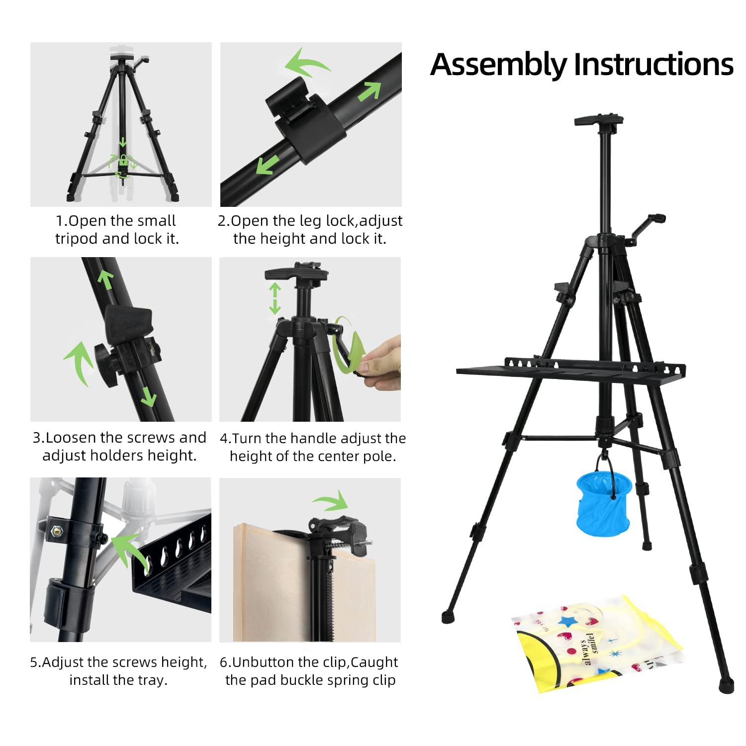 NewZeal Artist Easel Stand Painting Stand Art Easel, 20"to 61" Art Easel for Painting Canvase & Displaying, Aluminum Adjustable Height Display Tripod - WoodArtSupply