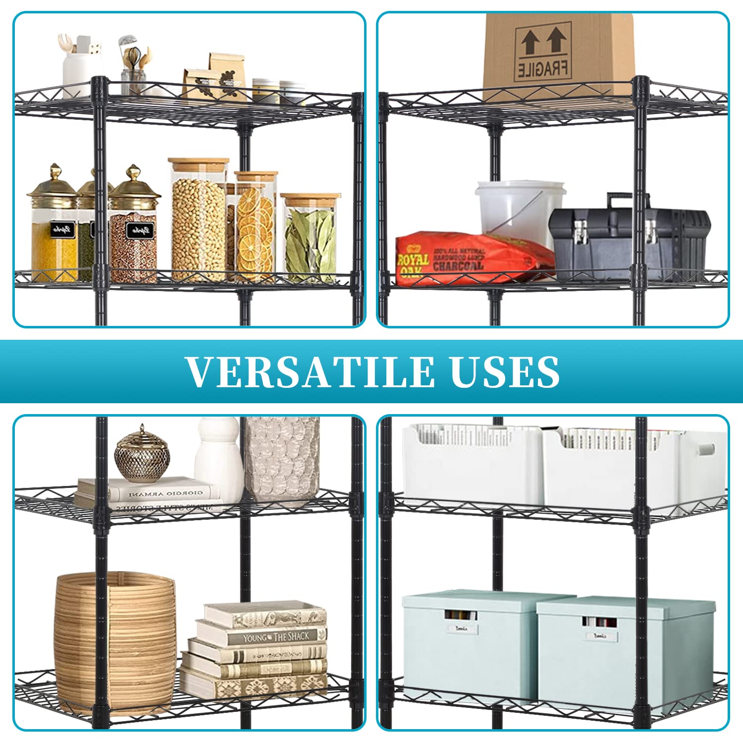 5 Wire Shelving Unit Adjustable Storage Shelf Metal Storage Rack with Leveling Feet for Closet Laundry Pantry Kitchen Garage 750 LBS Capacity 16.7" Dkelincs