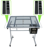 LEMY Drafting Table, Height Adjustable Artist Desk with Slide Storage Drawers and Wheels, Work/Art Station for Drawing, Writing, Home Office LEMY