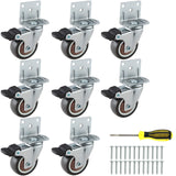2 Inches Side Mount Caster Wheels Set of 8 L-Shaped TPR Rubber Locking Swivel Casters Heavy-Duty Double Plate Castor with Brake Industrial Metal GcFoir
