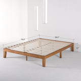 Mellow Classic 12" Natural Solid Wood Platform Bed Frame - Queen Size, No Box Spring Needed Mellow