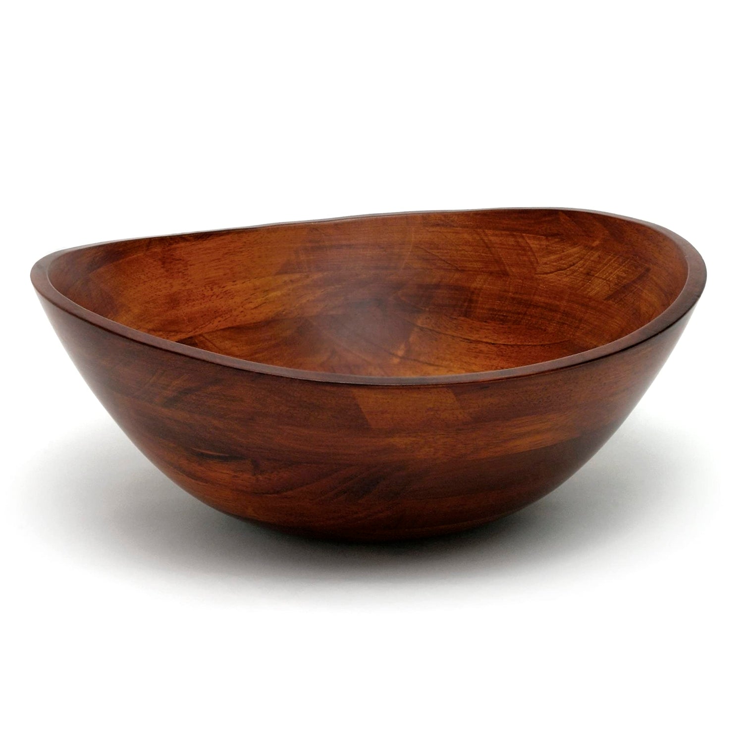Lipper International Cherry Finished Wavy Rim Serving Bowl for Fruits or Salads, Matte, Large, 13" x 12.5" x 5", Single Bowl Lipper International