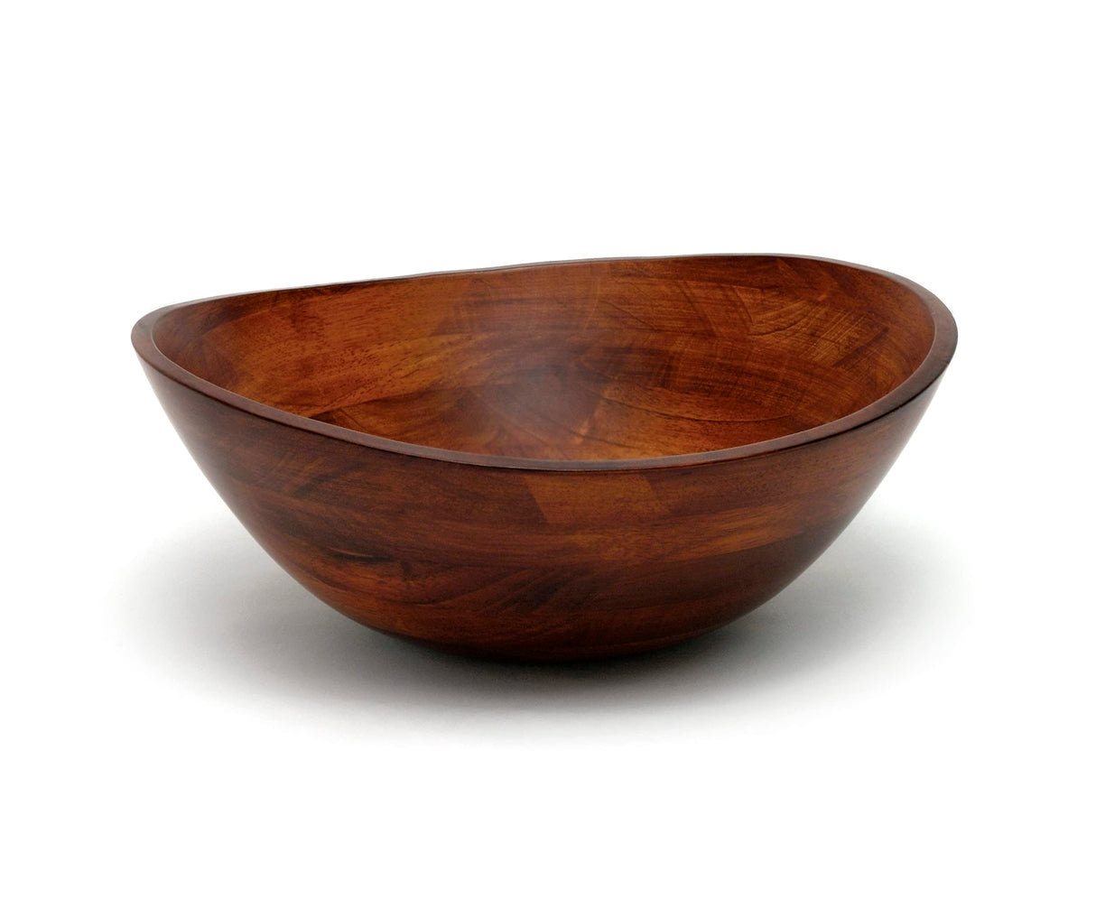 Lipper International Cherry Finished Wavy Rim Serving Bowl for Fruits or Salads, Matte, Large, 13" x 12.5" x 5", Single Bowl Lipper International