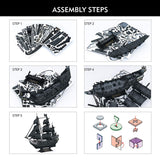 3D Puzzles for Adults - Led Pirate Ship Queen Anne's Revenge - Large 27'' Sailboat Hard Puzzles - Desk Decor House Warming Gifts New Home - CubicFun