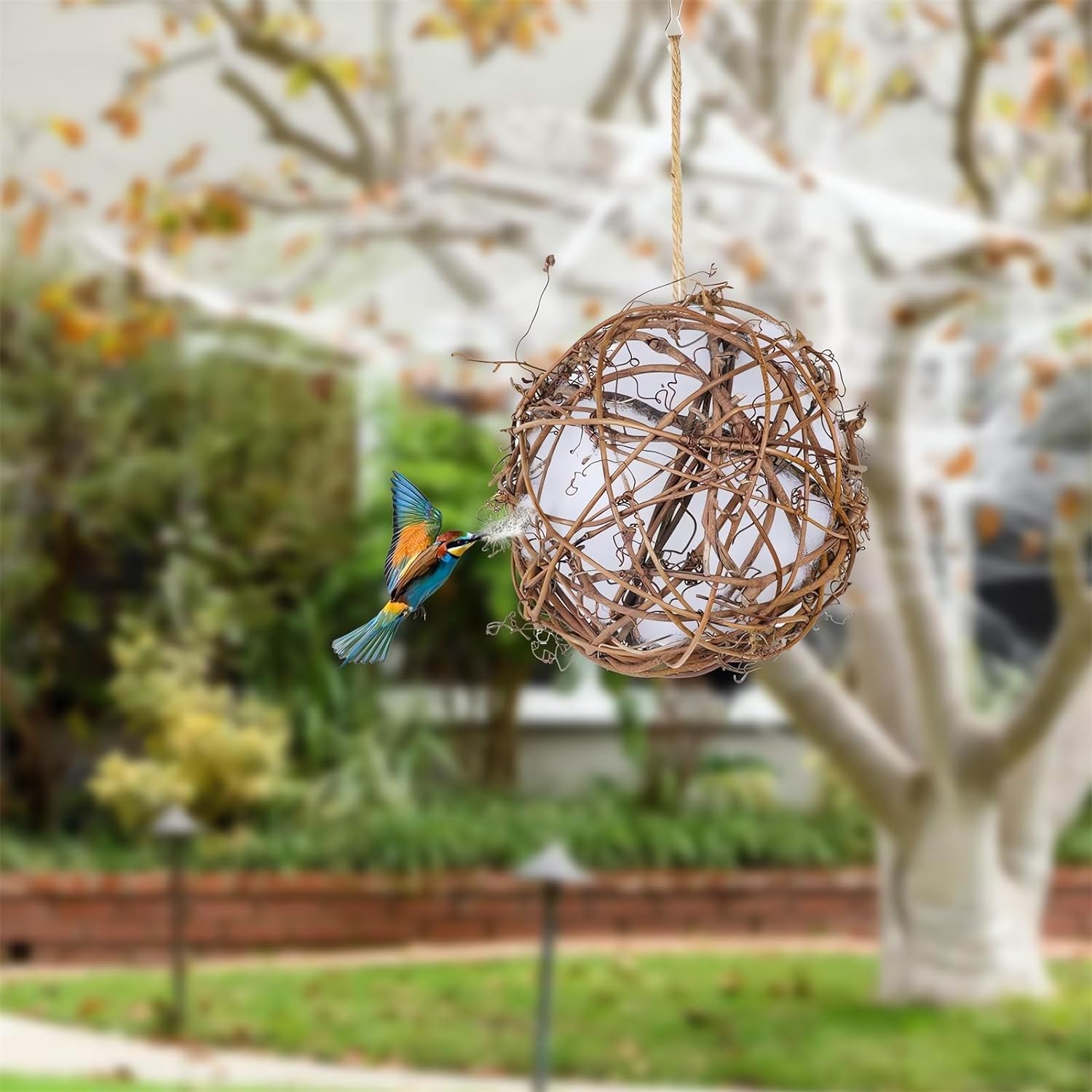 2PCS Globe Hummingbird Nesters - 2024 New Handmade Birdhouse and Birdhouse Materials, Hummingbird Nesting Houses Set, Hanging Bird Nesters for Wild Bagetool