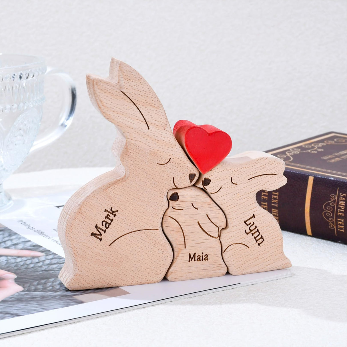 Personalized Wooden Bear Puzzle with 2-8 Names Custom Family Name Puzzle Customized Wooden Puzzle Gifts for Christmas JOBFLY