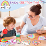 12 Pack Wind Chime Crafts for Kids, Make Your Own Boho Rainbow Wind Chime Kit DIY Coloring Wooden Craft Unfinished Rainbow Wood Ornaments for Girls TREACLUB
