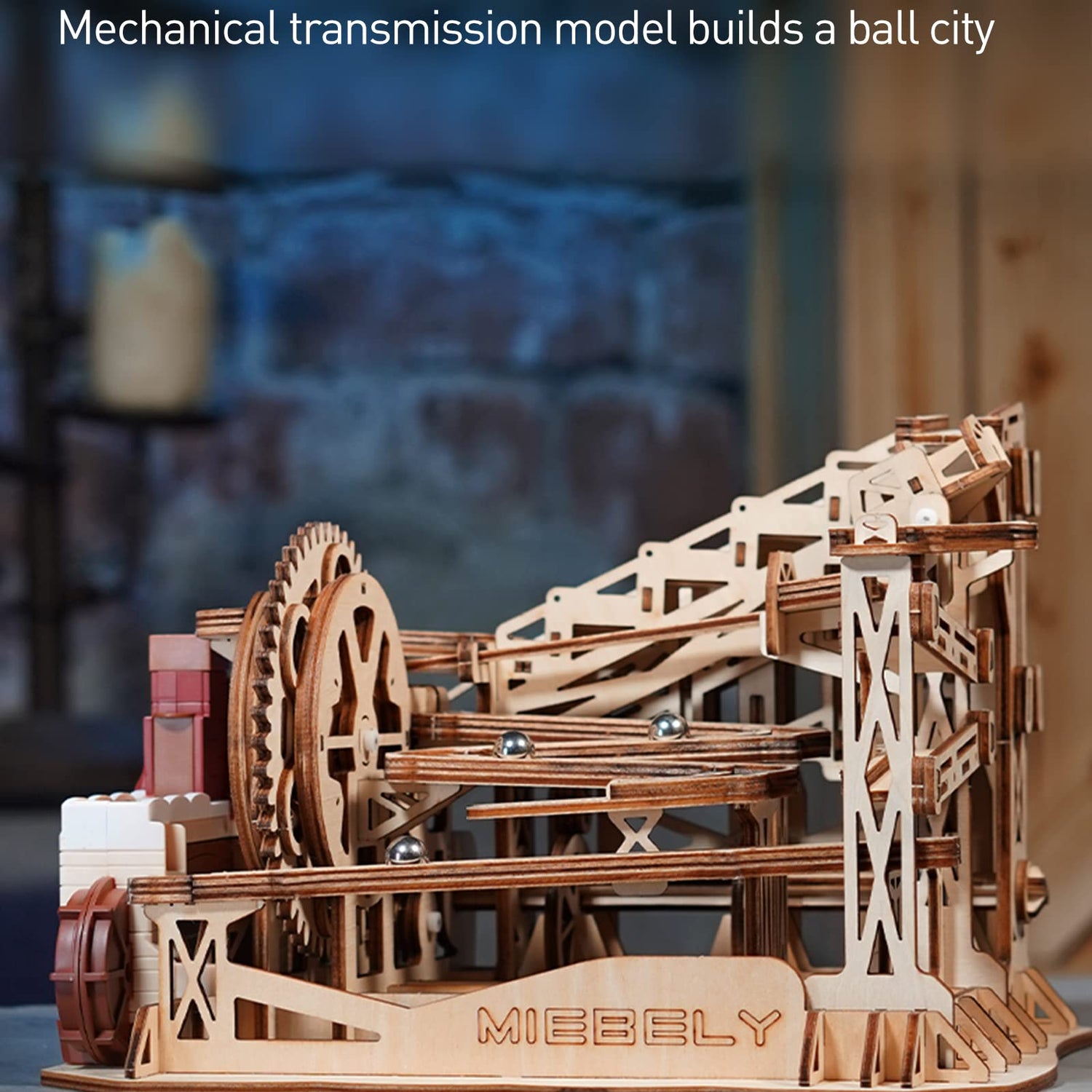 MIEBELY Electrical 3D Wooden Puzzles Adults Craft Toys DIY Marble Run Model Building Kits Block Toys W/Motor, Mechanical Gear Engineering Kit Home MIEBELY