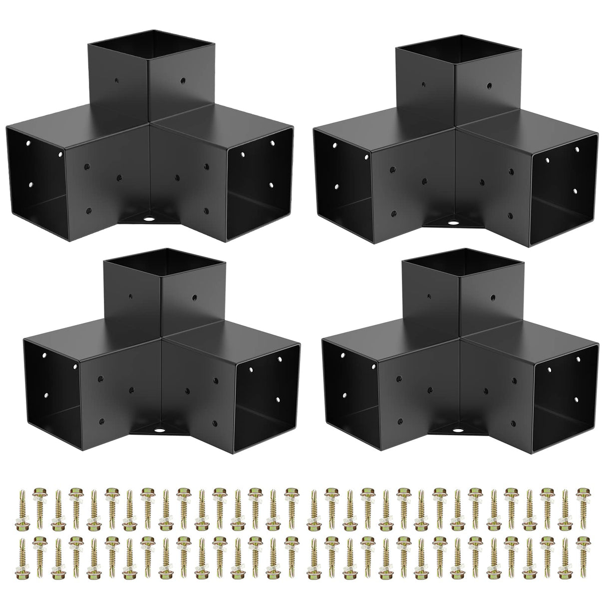 Woodworks Pergola pergola Brackets 3-Way Right Angle Corner Bracket DIY Elevated Wood Stand 4PACK with Screws for 4x4 (Actual: 3.5x3.5 Inch) Lumber Likeem