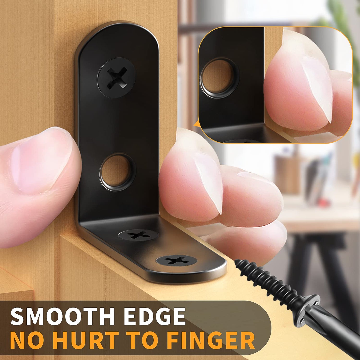 18PCS L Bracket Corner Bracket, FATLODA Stainless Steel L Brackets for Shelves, Black Small Right Angle Bracket, Metal Corner Brace for Wood FATLODA