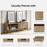 mopio Norwin 64" Rustic Industrial Modern TV Stand, Media Cabinet, TV Console Suits TV up to 70 inch, with Fluted Panel Sliding Door, Adjustable mopio