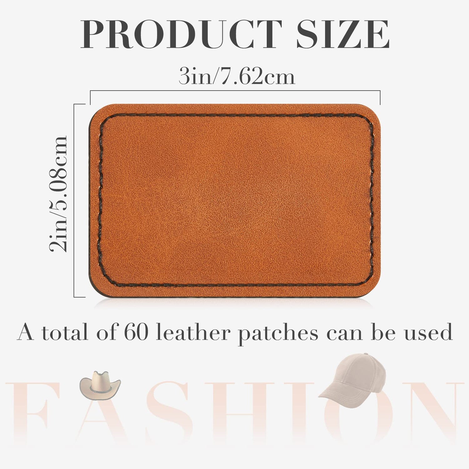60 Pcs Blank Leatherette Hat Patches with Adhesive Rustic Leatherette Rectangle Patch Faux Leather Patches for Hats Custom Fabric Repair Sew Laser Dunzy