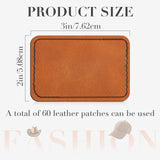 60 Pcs Blank Leatherette Hat Patches with Adhesive Rustic Leatherette Rectangle Patch Faux Leather Patches for Hats Custom Fabric Repair Sew Laser Dunzy