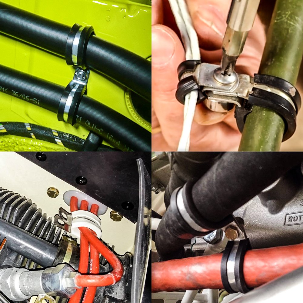 LOKMAN 20 Pack 1 Inch Stainless Steel Cable Clamp, Rubber Cushioned Insulated Clamp, Metal Clamp, Tube Holder for Tube, Pipe or Wire Cord LOKMAN