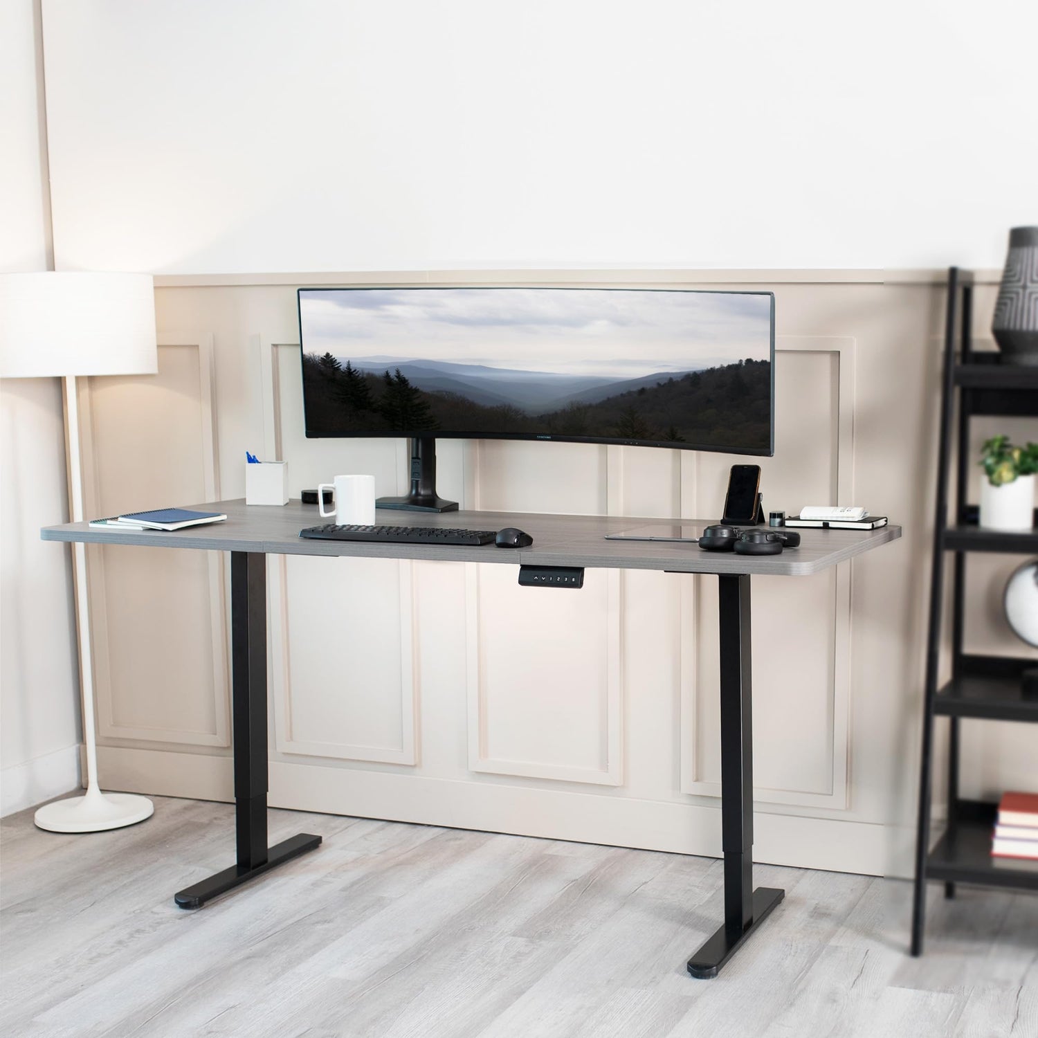 VIVO Electric Stand Up Desk Frame, DIY Workstation, Frame Only, Dual Motor Ergonomic Standing Height Adjustable Base with Memory Controller, Black, VIVO