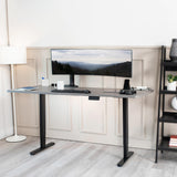 VIVO Electric Stand Up Desk Frame, DIY Workstation, Frame Only, Dual Motor Ergonomic Standing Height Adjustable Base with Memory Controller, Black, VIVO