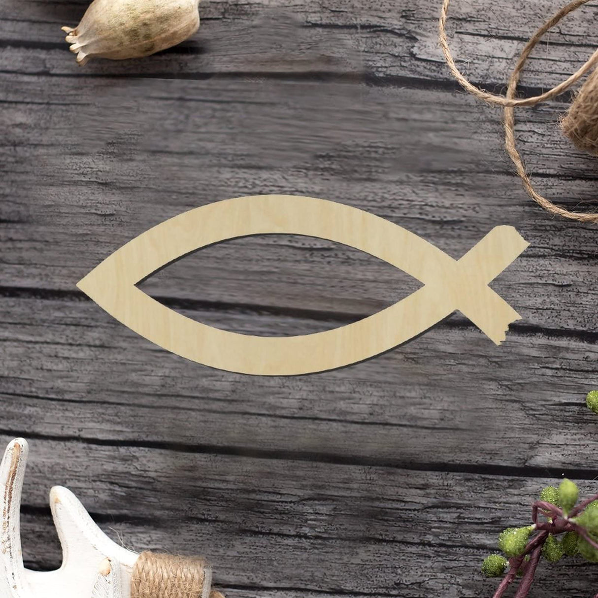 Jesus Fish Wood Craft Unfinished Wooden Cutout Art DIY Wood Signs Inspirational Wall Plaque Rustic Wooden Wall Art Decor for Women Office Bathroom Arupkeer