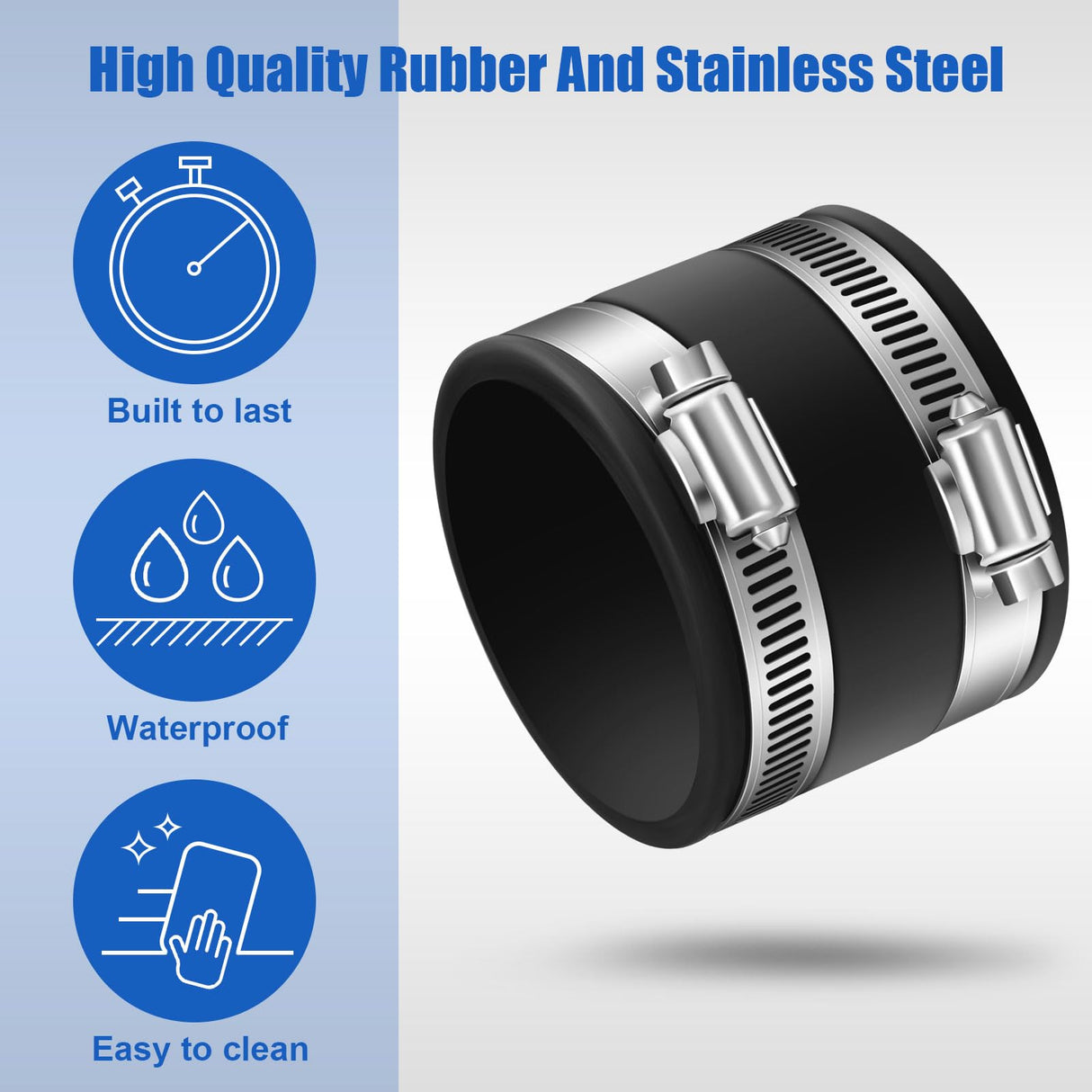 Minatee 2 Pcs Dust Control Flex Cuffs with Adjustable Hose Clamps Hose Connector Ports with Stainless Steel Clamps Dust Collection Fittings, Black Minatee