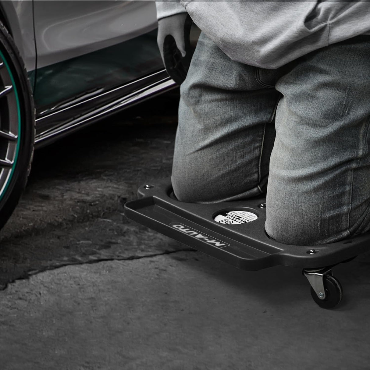 Magshion Knee Creeper on Wheels, Rolling Knee Pads with 5 Swivel Castors for Garage Workshop, Auto Repairing and Garden, 10x20 Inch Knee Roller with Magshion