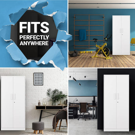 Yizosh Metal Garage Storage Cabinet with 2 Doors and 5 Adjustable Shelves - 71" Steel Lockable File Cabinet,Locking Tool Cabinets for Yizosh