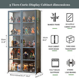 Topjia 2 Doors Curio Display Cabinet for Collectibles,Wood Curio Cabinets with Clear Acrylic Doors,5 Tier Bookcase Display Shelf,Floor Standing Topjia