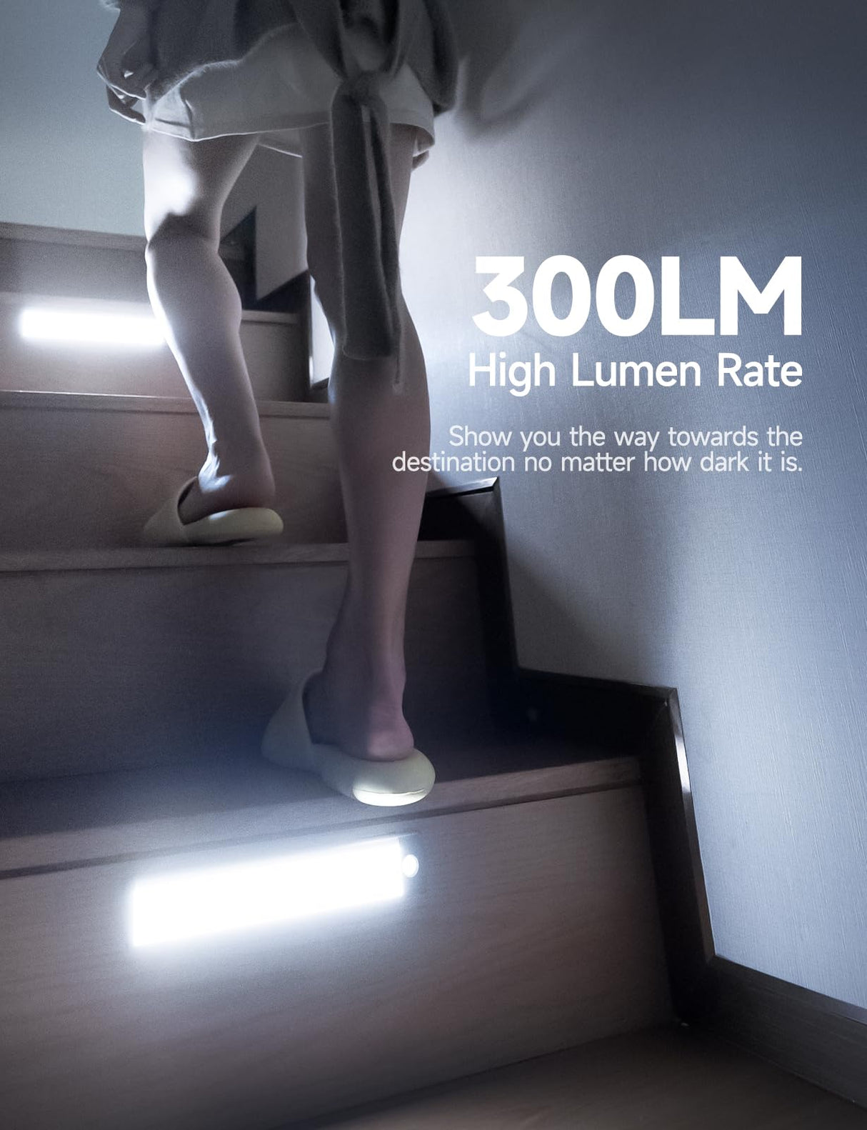 YIGER 2 Packs Under Cabinet Lights, 2000mAh Rechargeable 62 LED White Lighting, Wireless Motion Sensor Light Indoor,4 Modes Night Light, Stick-On YIGER