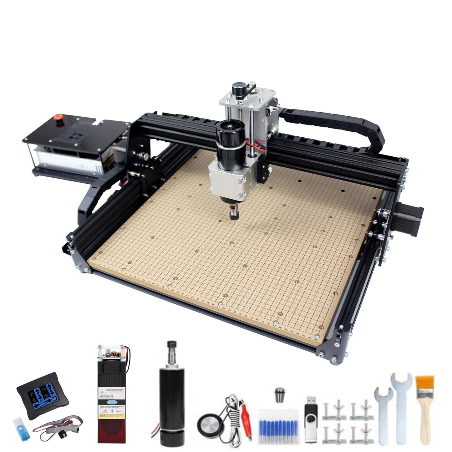 CNCTOPBAOS 3 Axis CNC 4540 2 in 1 CNC Router Engraver Machine,40W Module&500W Spindle Carving Milling Cutting Stainless - WoodArtSupply