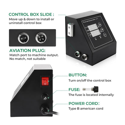 POWLAB 1400W Digital Heat Press Machine Within 15"x15" with Time & Temperature LED Controller, 4 & 2 Pin Connectors for T-Shirt, Hat, Plate, Cup, - WoodArtSupply