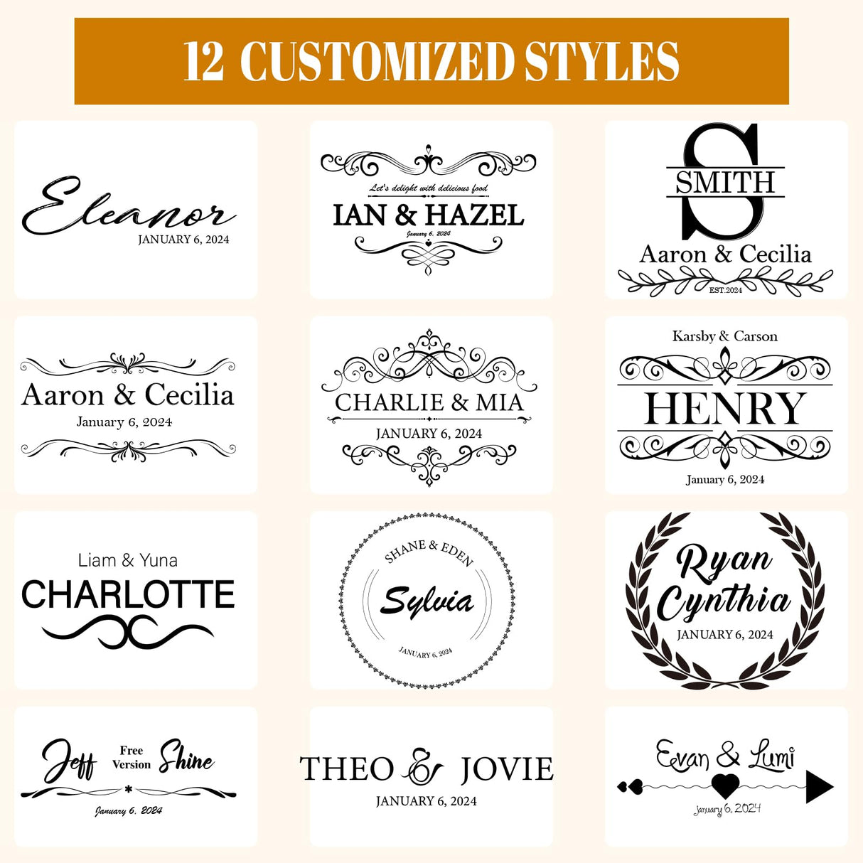 Personalized Cutting Board-12 Designs, Custom Wood Chopping Block - Unique Housewarming Wedding Engagement Gifts for Couple, Personalized Gifts for SCZQOVR