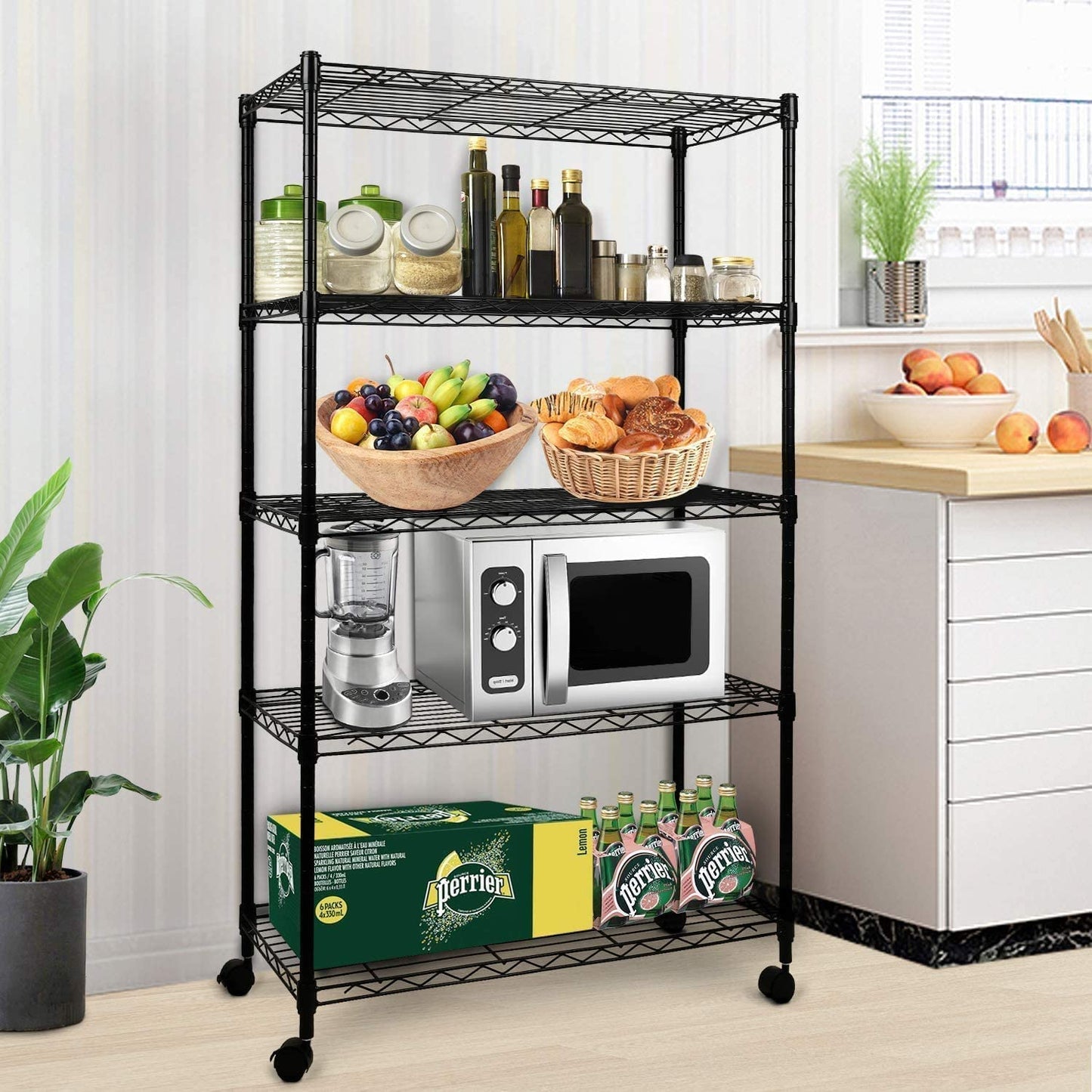 Simple Deluxe Heavy Duty 5-Shelf Shelving Unit 1250Lb Capacity, 29.92" D x 13.98" W x 62.99" H, 5 Tier, Black - WoodArtSupply