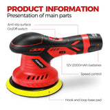 FORASTO 40Pack Cordless Buffer Polisher,DA Buffer Polisher Waxer for Car Detailing, Car Buffers And Polishers kit,Car Accessories,6 Variable Speed, FORASTO