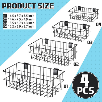 Hicarer 4 Pcs Slatwall Baskets, Large Size Metal Mounted Ventilated Slatwall Baskets Slatwall Panel Hanging Wire Basket Slatwall Accessories for - WoodArtSupply